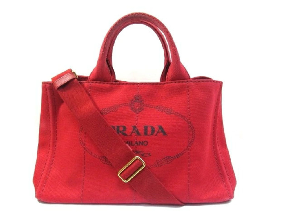 Prada Canapa handbag canvas red strap